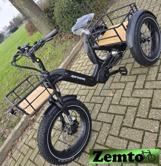 Preview: Elektro Dreirad Zemto-Revom Trike T3, Mittelmotor schwarz, dicke Reifen